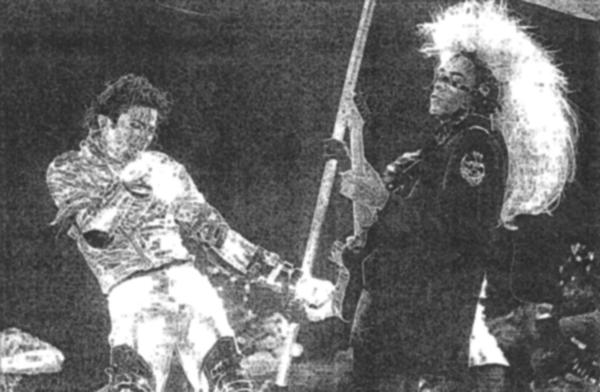 Long ago it seems-  Greg Howe on stage with Michael Jackson ( photo is from an undated press clipping) 