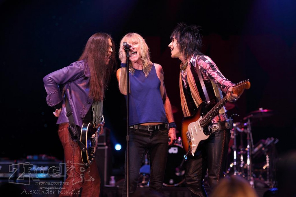 The Kix band members on stage at Eastside Cannery, the night after the Zia signing.