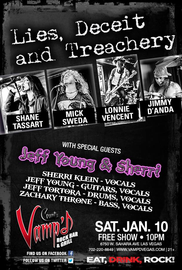 Lies, Deceit and Treachery played Vamp’d on Saturday, January 10, 2015. Jeff Young and Sherri played the opening set. 