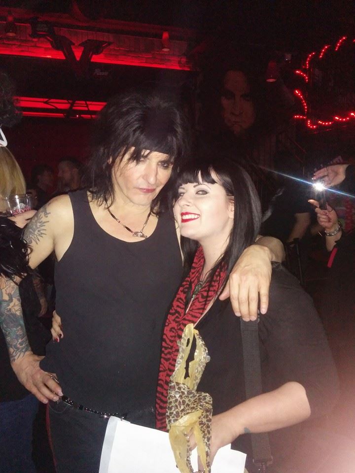 Phil Lewis with ZRock'R's Stephy Hayward after LA Guns' performance at Vamp'd