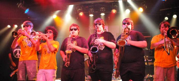 The Horn Section from the Clark High School band here in Vegas onstage at the Imagine show at Vamp'd last year.