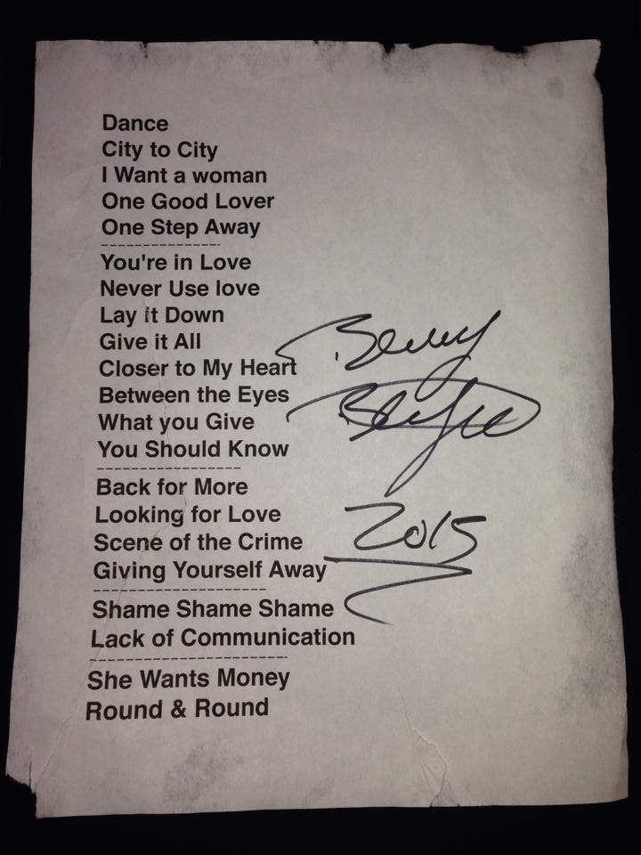 Setlist from the performance, which included the complete Invasion of Your Privacy album.