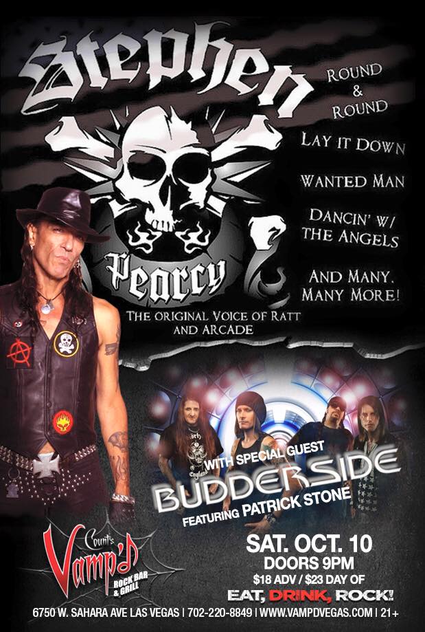 Stephen Pearcy, the legendary voice of Ratt, returned to Count’s Vamp’d for another performance on Saturday, October 10, 2015. This was Pearcy’s first show at Vamp’d since last December, and one eagerly awaited by longtime Ratt fans!