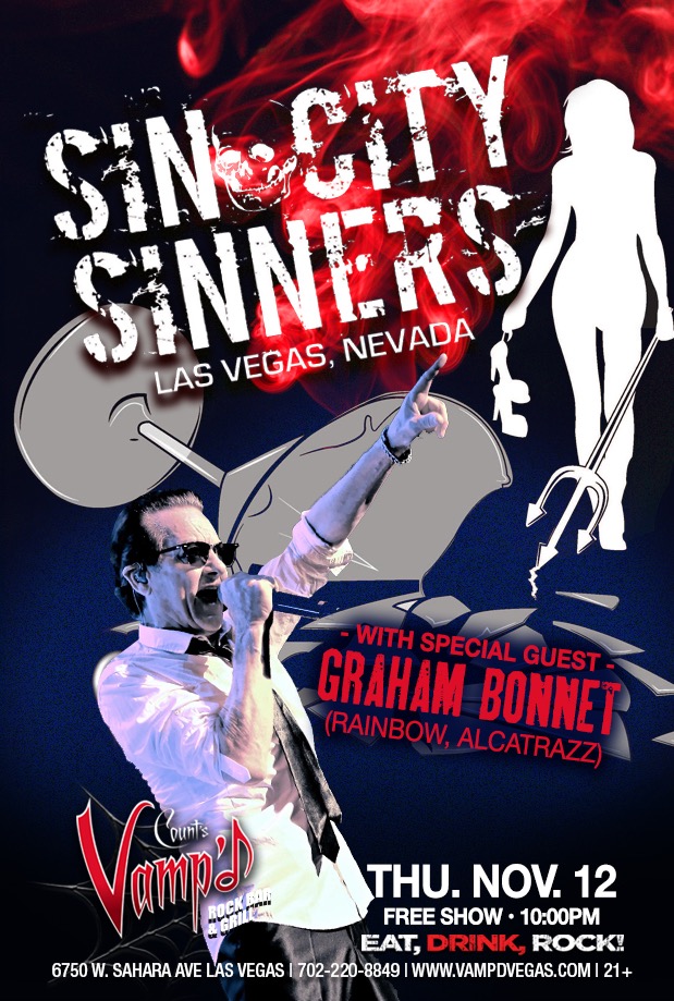 Graham Bonnet will be joining the Sin City Sinners on Thursday, November 12, at Count's Vamp'd.