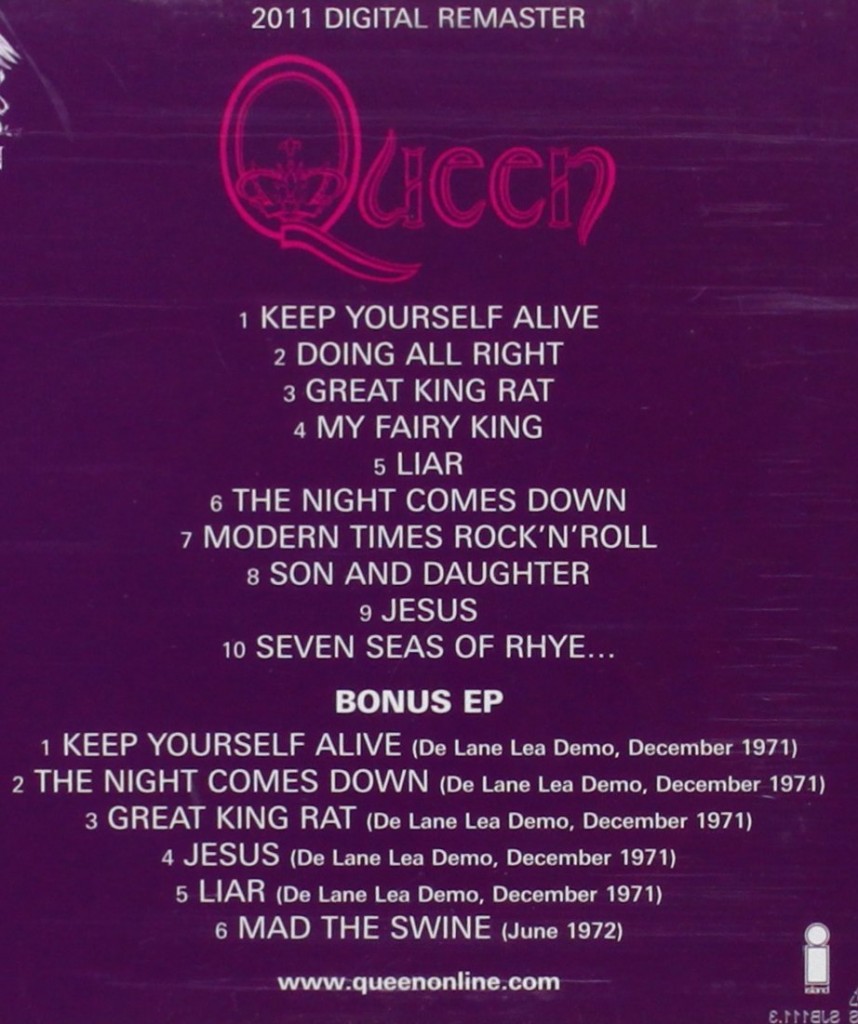 2011 remastered CD features second disc, which is an EP of bonus tracks, primarily the De Lane Lea demos from December 1971.