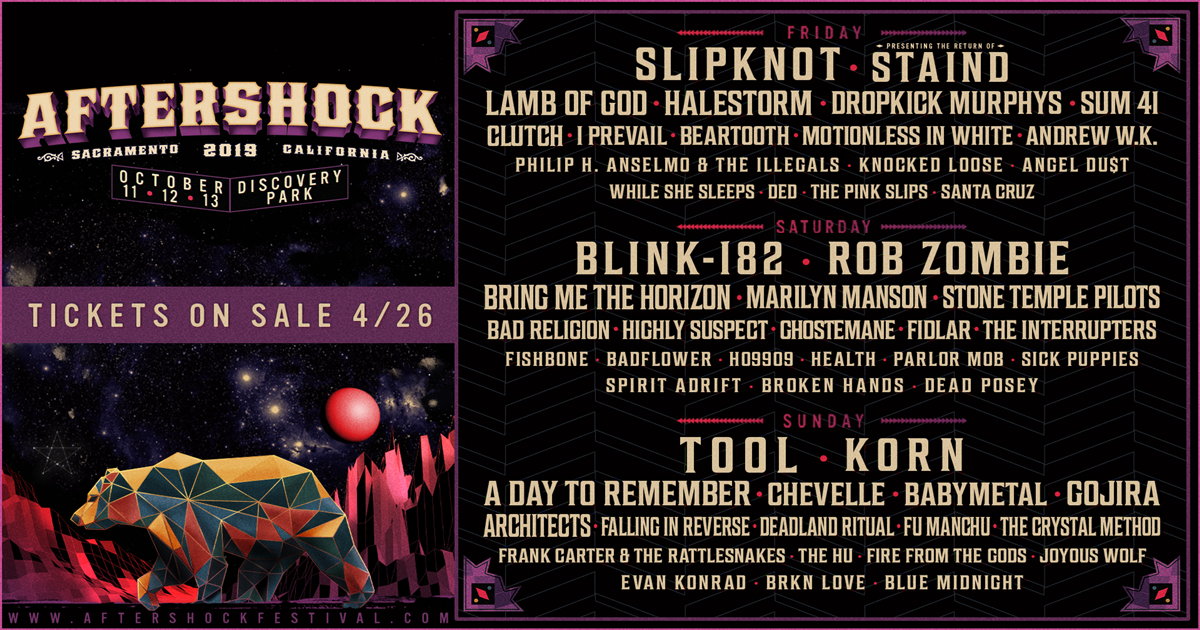 AFTERSHOCK FESTIVAL: Sunday Lineup